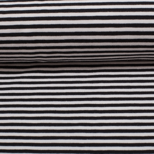 Jersey Swafing - Streifen - 3 mm - Weiß/Schwarz - Reststück ca. 100 cm